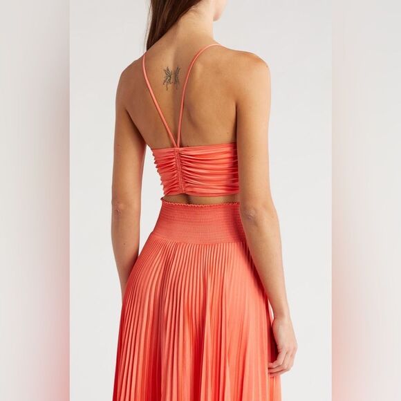 A.L.C Ari Pleated Crop Camisole in Coral in Sz 6 ✨NWT✨ $275 - Picture 3 of 4